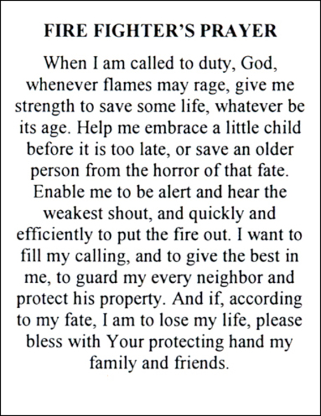 Fire Fighters Prayer